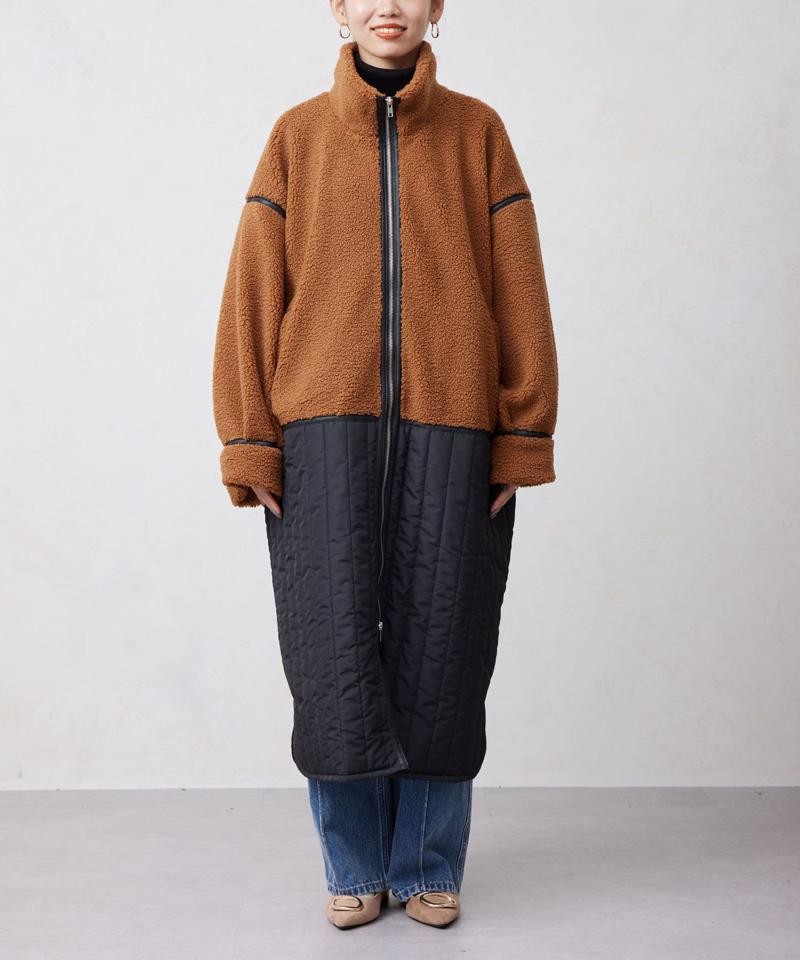 ボア×キルティングZIPコート