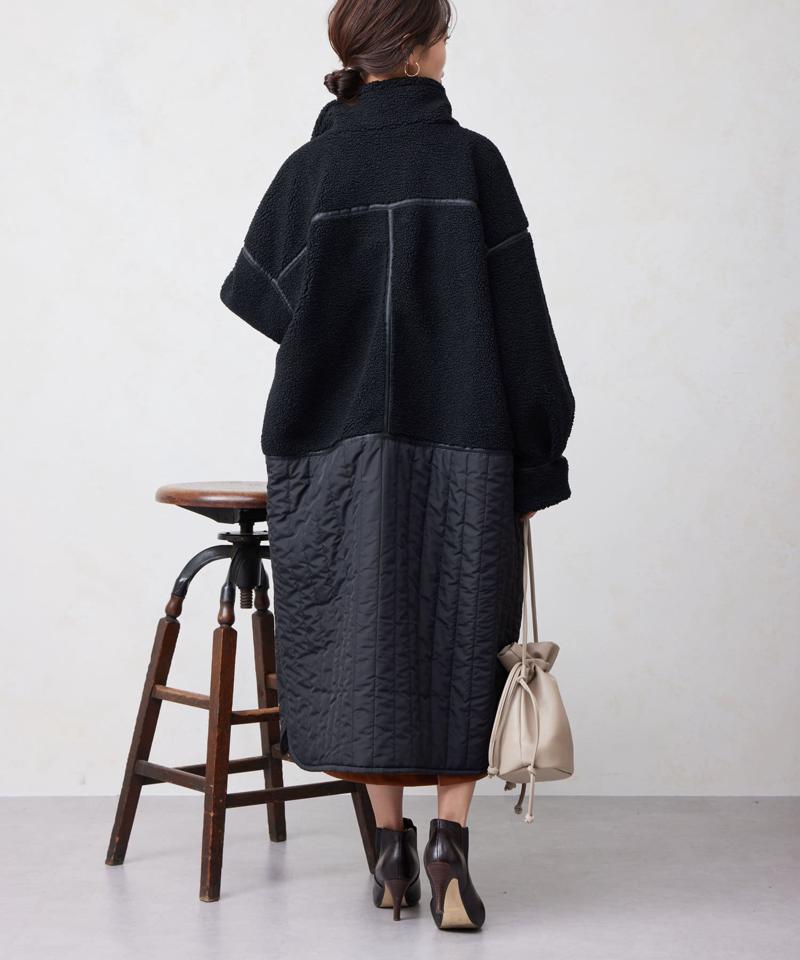 ボア×キルティングZIPコート