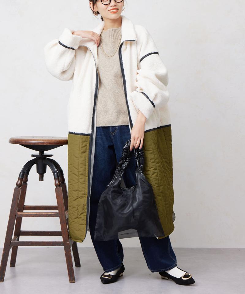ボア×キルティングZIPコート