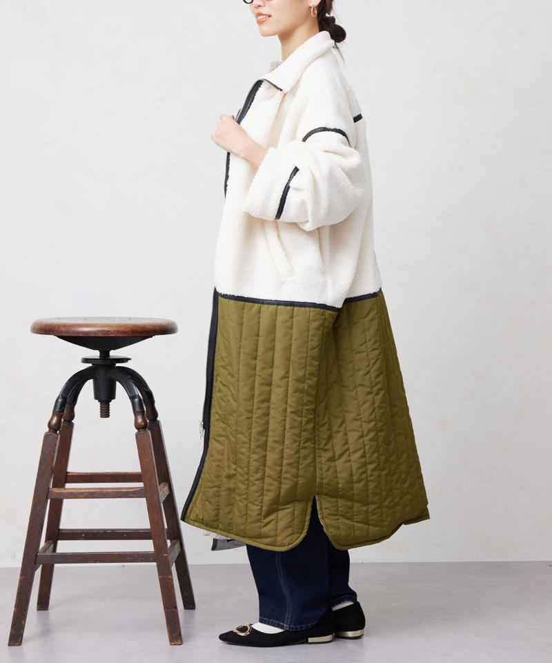 ボア×キルティングZIPコート