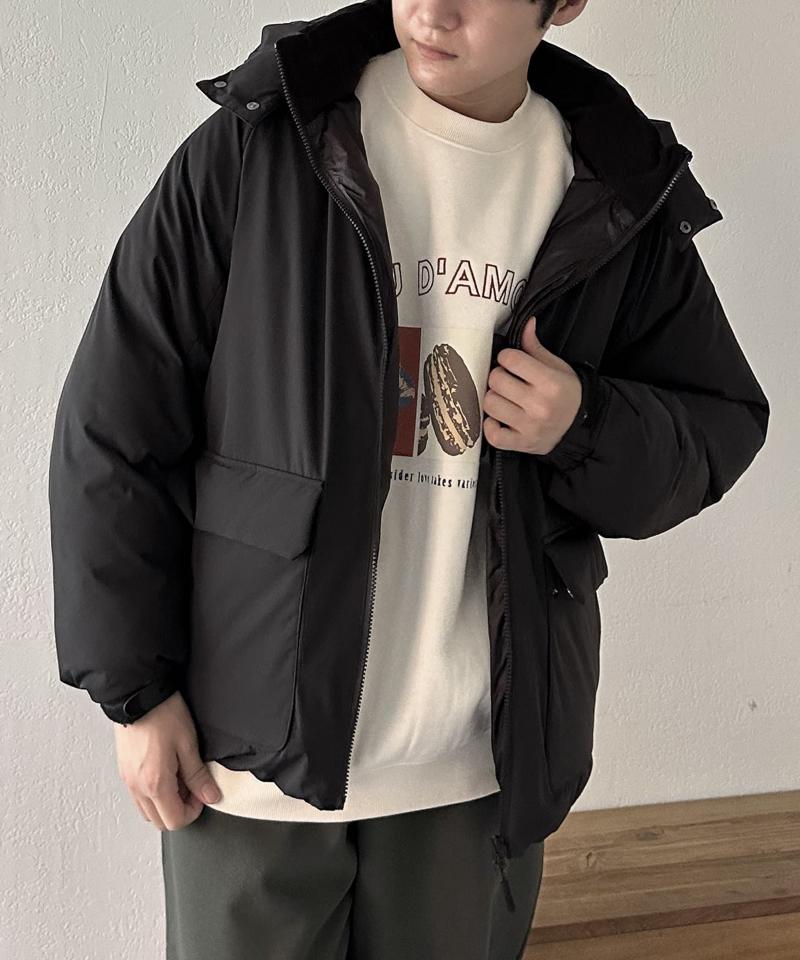 【ユニセックス】ナイロンストレッチ中綿フード付きブルゾン