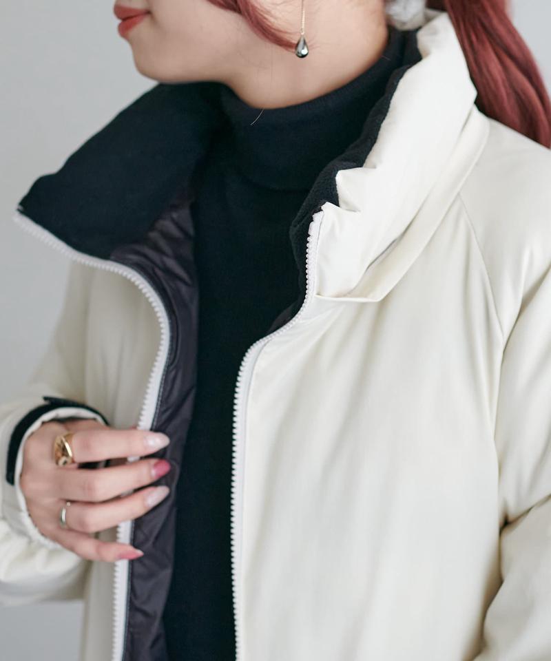 【ユニセックス】ナイロンストレッチ中綿フード付きブルゾン