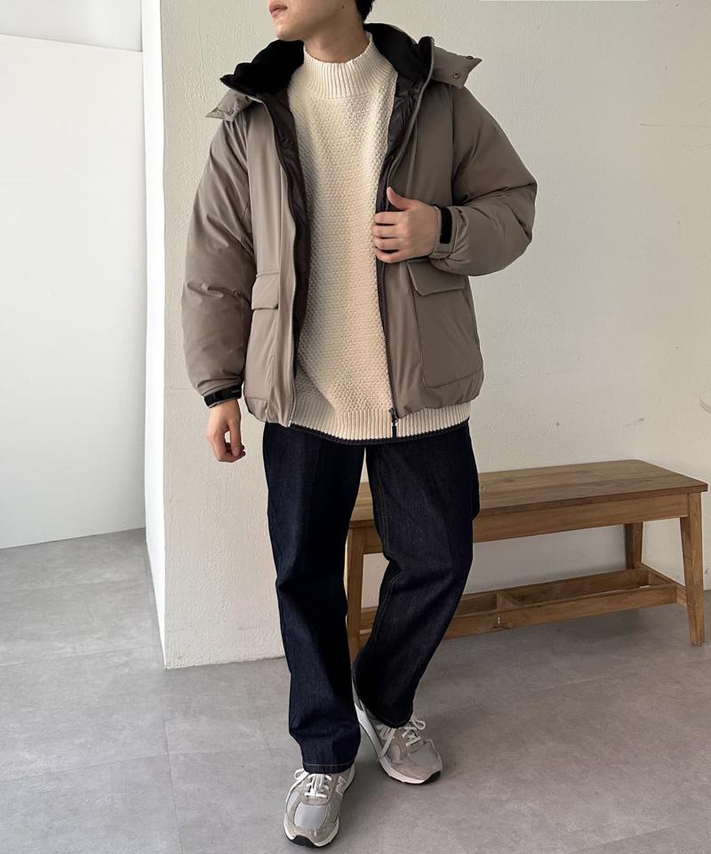 【ユニセックス】ナイロンストレッチ中綿フード付きブルゾン