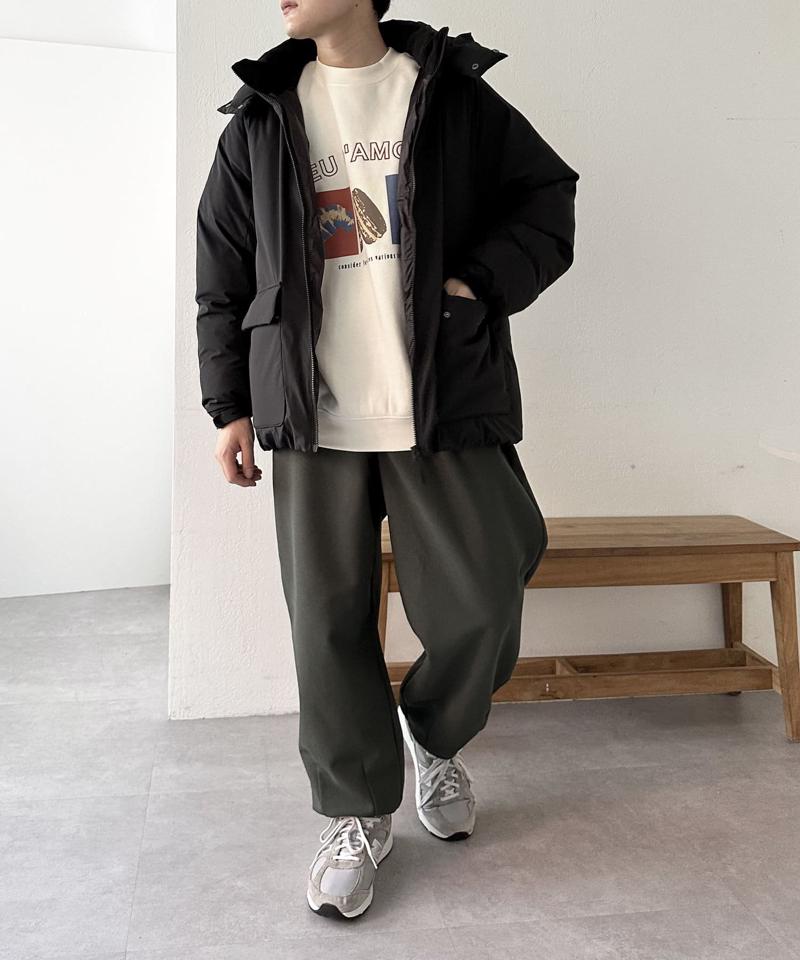 【ユニセックス】ナイロンストレッチ中綿フード付きブルゾン