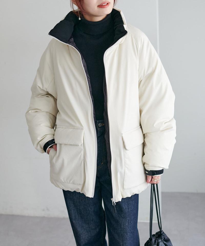 【ユニセックス】ナイロンストレッチ中綿フード付きブルゾン