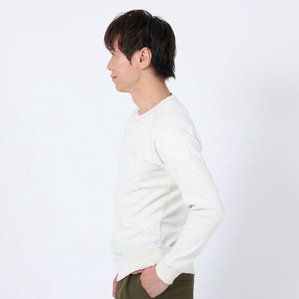 【15％OFFクーポン対象！2/22まで】エルケクス（ELKEX）（メンズ）長袖Tシャツ WAFFLE CREW EKM3FA0002 OWHT