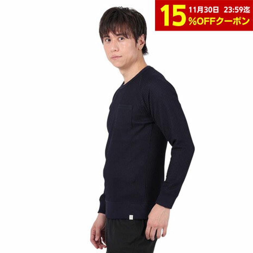 【15％OFFクーポン対象！2/22まで】エルケクス（ELKEX）（メンズ）長袖Tシャツ WAFFLE CREW EKM3FA0002 NVY
