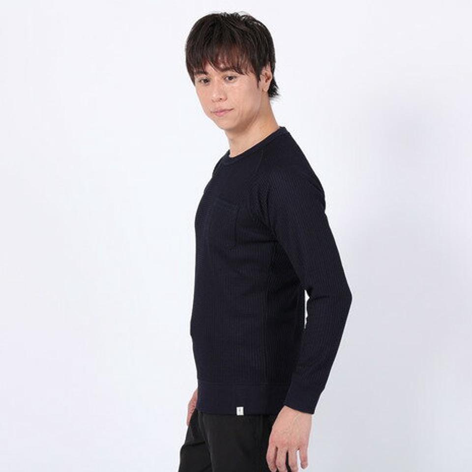 【15％OFFクーポン対象！2/22まで】エルケクス（ELKEX）（メンズ）長袖Tシャツ WAFFLE CREW EKM3FA0002 NVY