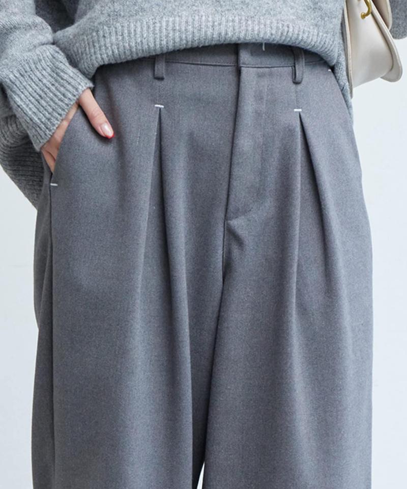 ポイントステッチ起毛ワイドパンツ