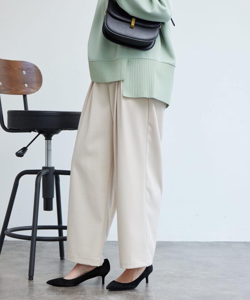 ポイントステッチ起毛ワイドパンツ