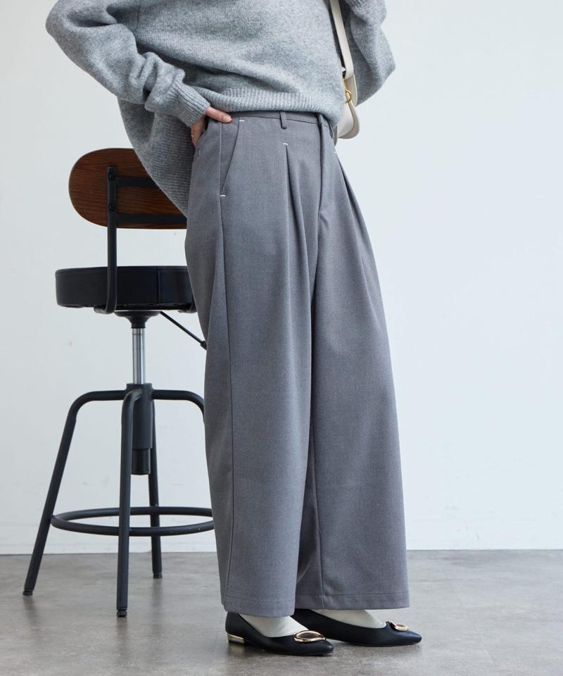 ポイントステッチ起毛ワイドパンツ