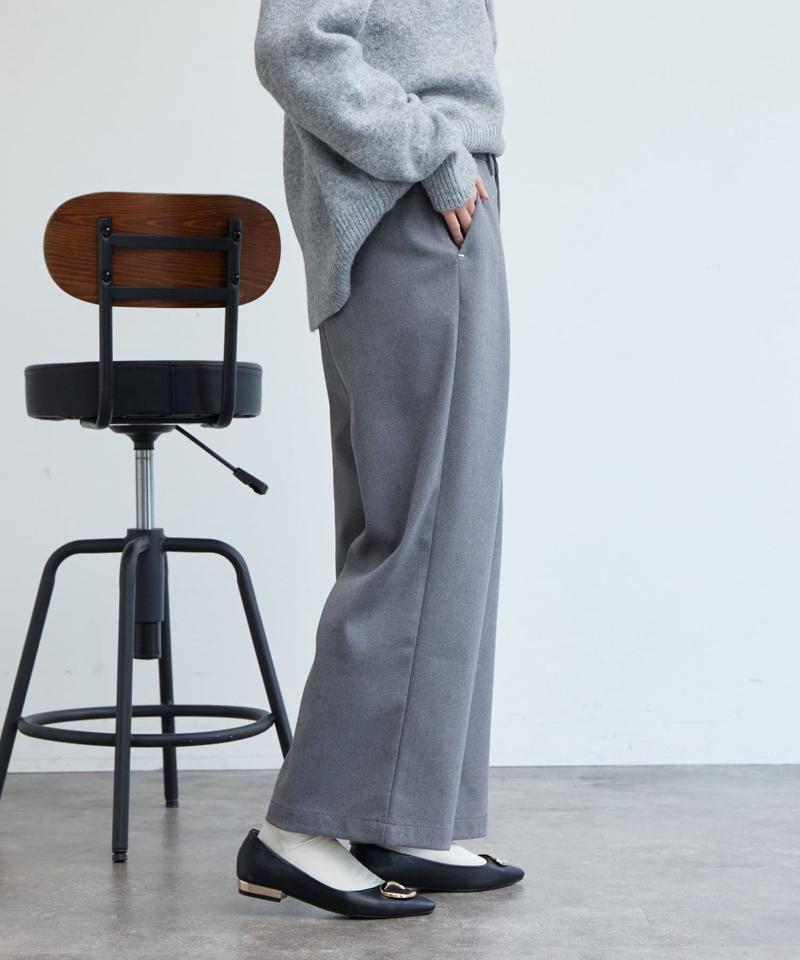 ポイントステッチ起毛ワイドパンツ