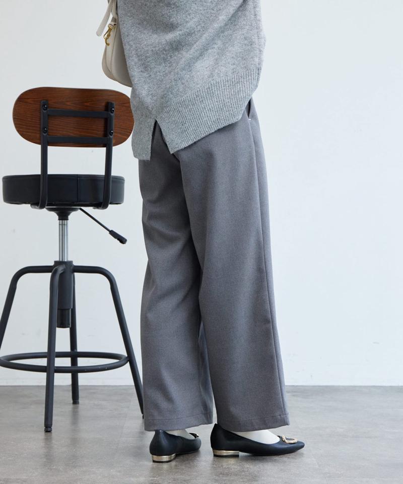 ポイントステッチ起毛ワイドパンツ