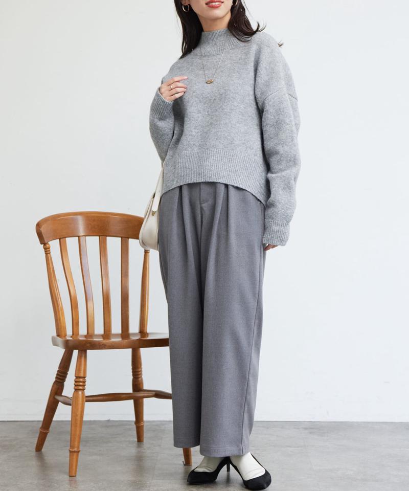 ポイントステッチ起毛ワイドパンツ