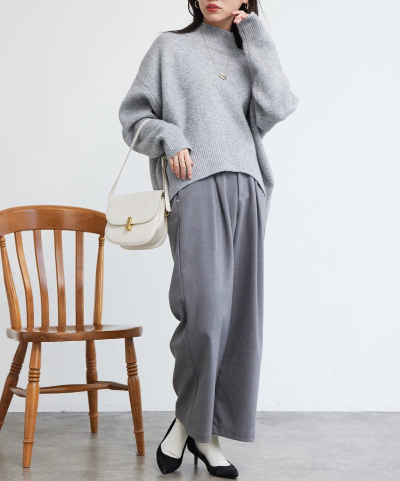 ポイントステッチ起毛ワイドパンツ