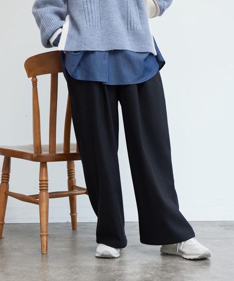 ポイントステッチ起毛ワイドパンツ