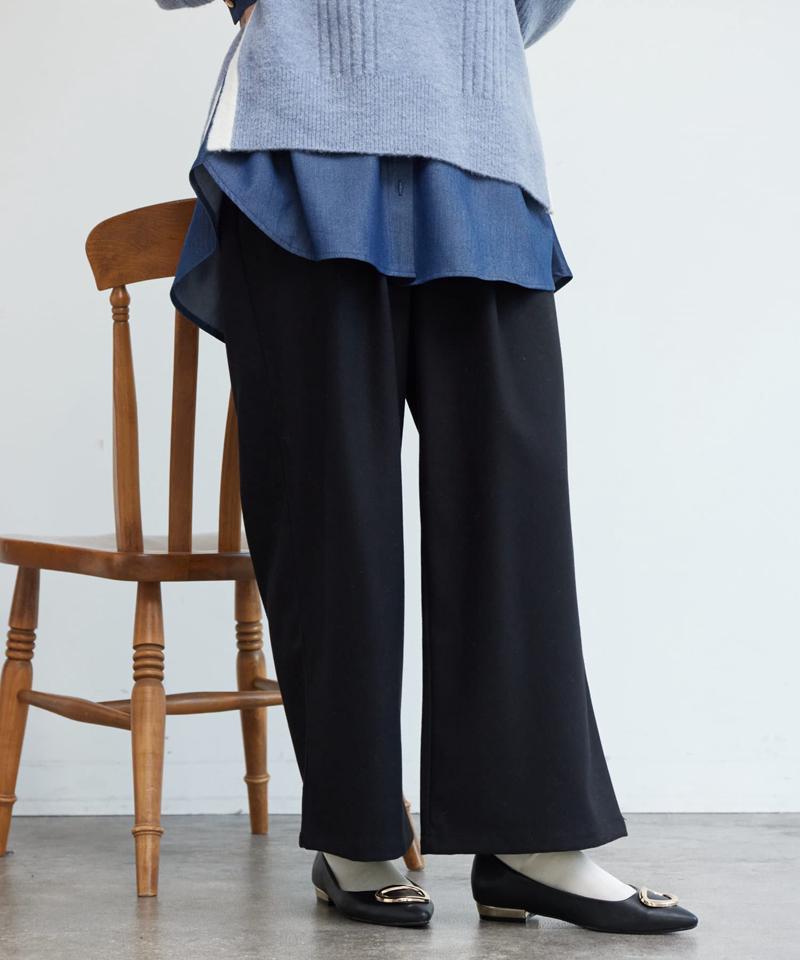 ポイントステッチ起毛ワイドパンツ