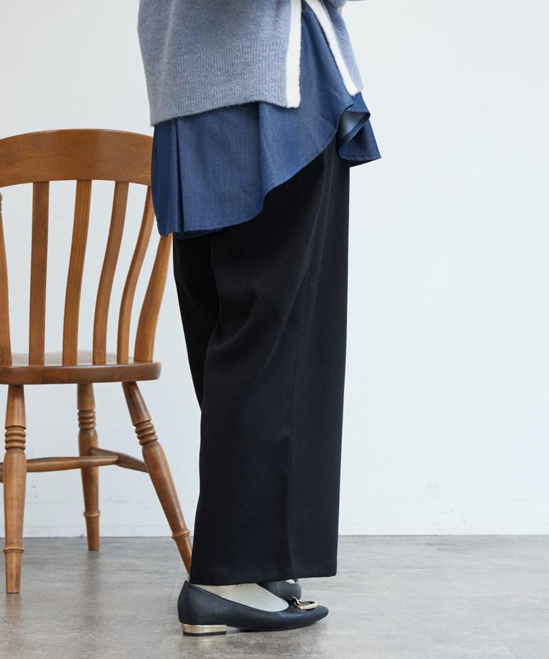 ポイントステッチ起毛ワイドパンツ