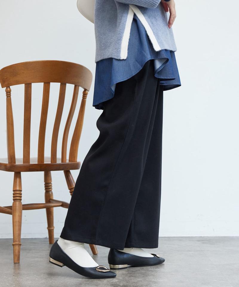 ポイントステッチ起毛ワイドパンツ