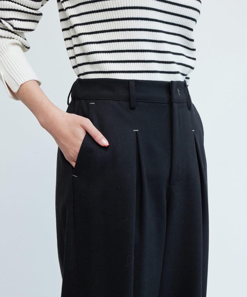 ポイントステッチ起毛ワイドパンツ
