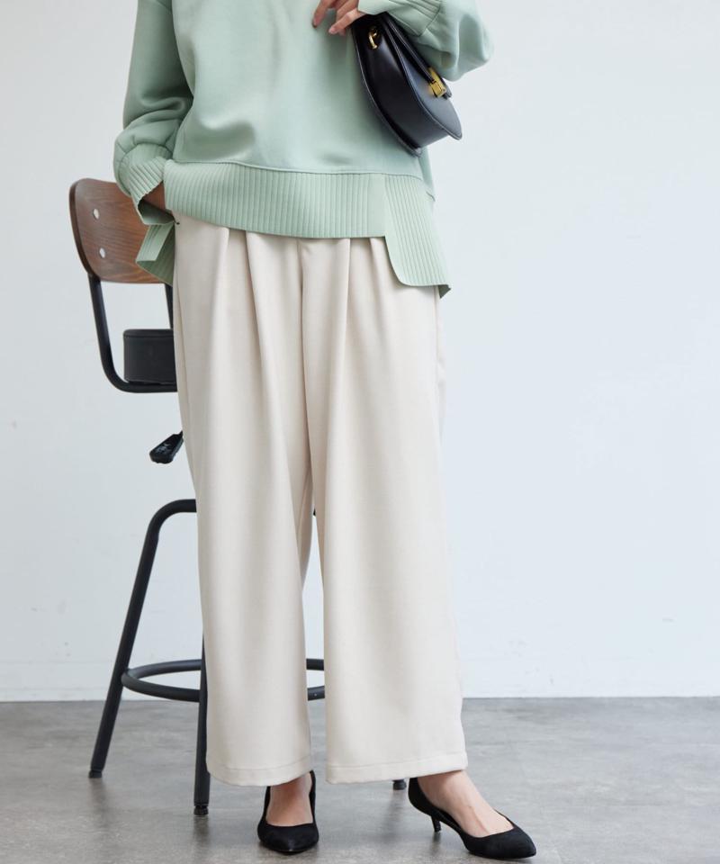 ポイントステッチ起毛ワイドパンツ