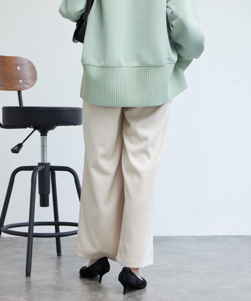 ポイントステッチ起毛ワイドパンツ