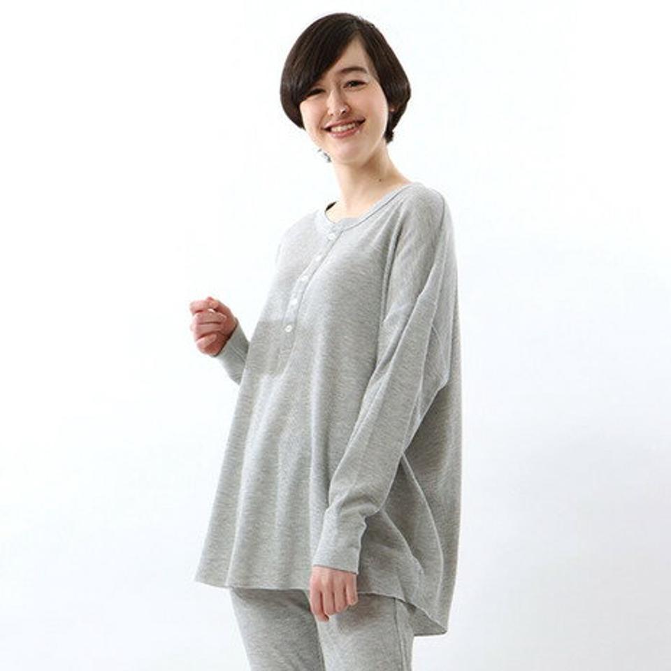 ヘインズ（Hanes）（レディース）長袖Tシャツ レディース ワッフル サーマルヘンリ—ネック HW4-W503 060