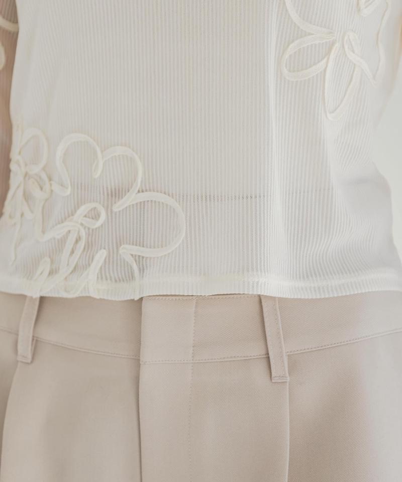 フラワーコード刺繍シアーTOPS