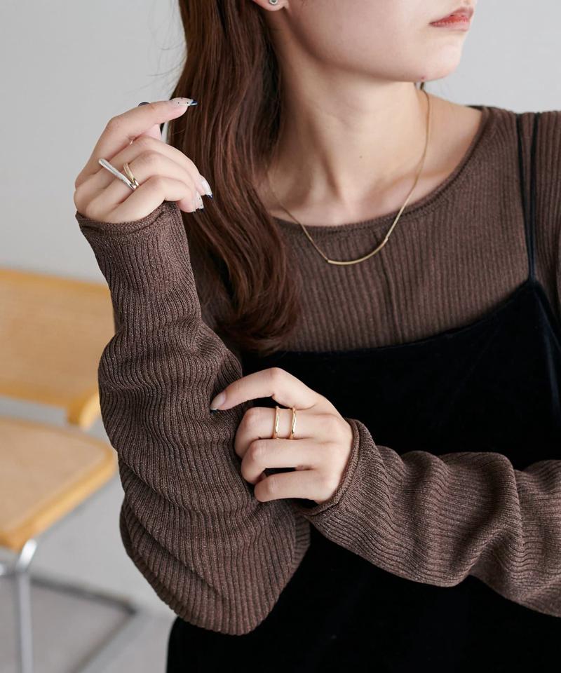 【10色展開/インナー使いにも◎/WEB限定】ラメリブショートプルオーバー