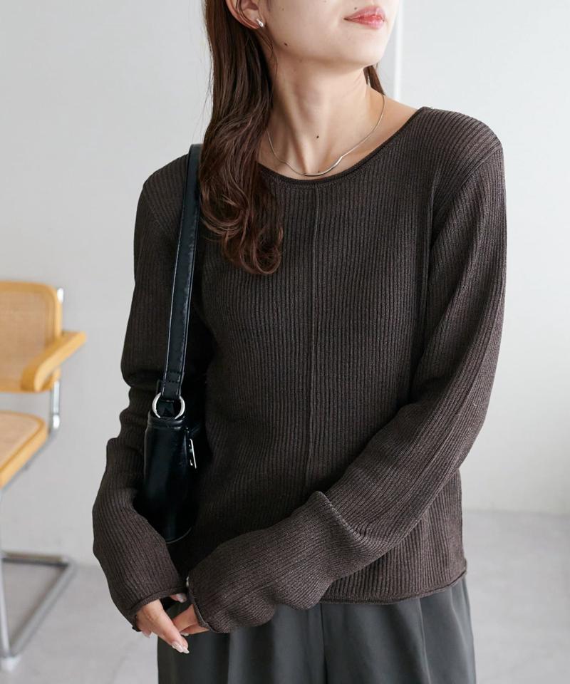 【10色展開/インナー使いにも◎/WEB限定】ラメリブショートプルオーバー