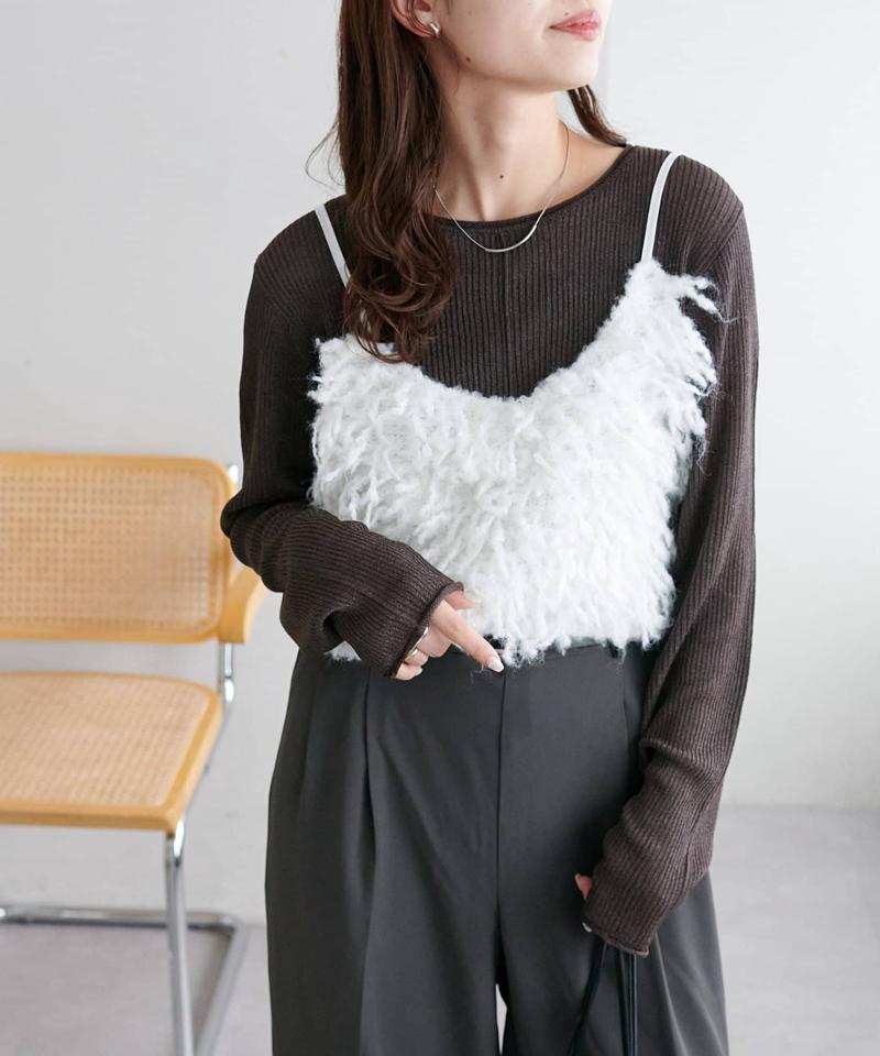 【10色展開/インナー使いにも◎/WEB限定】ラメリブショートプルオーバー