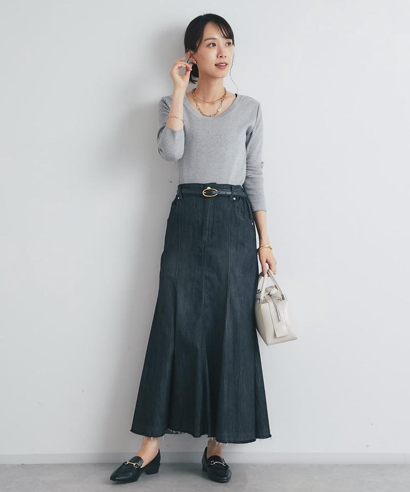 《オールシーズン履ける》ストレッチデニムスカート