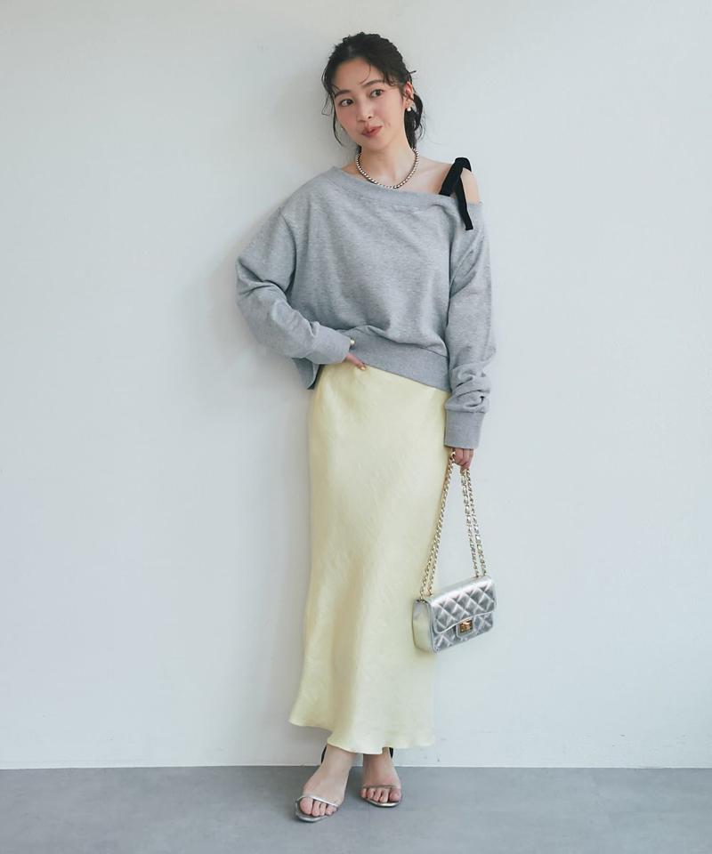 【今すぐお届け！新色登場！】きらきらサテンロングナロースカート