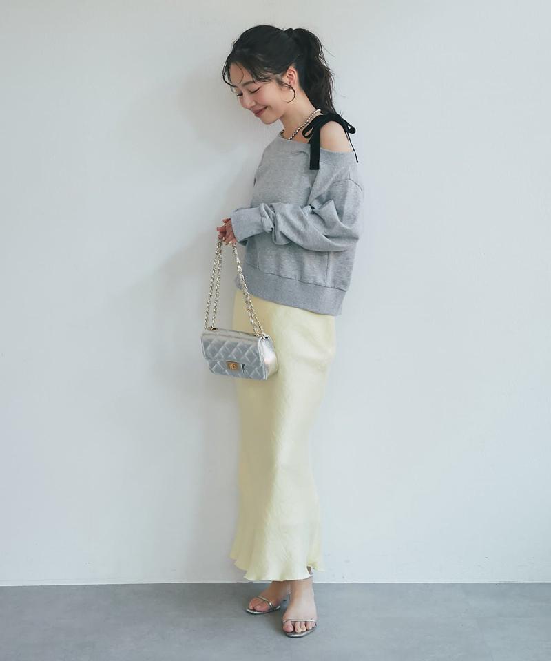 【今すぐお届け！新色登場！】きらきらサテンロングナロースカート