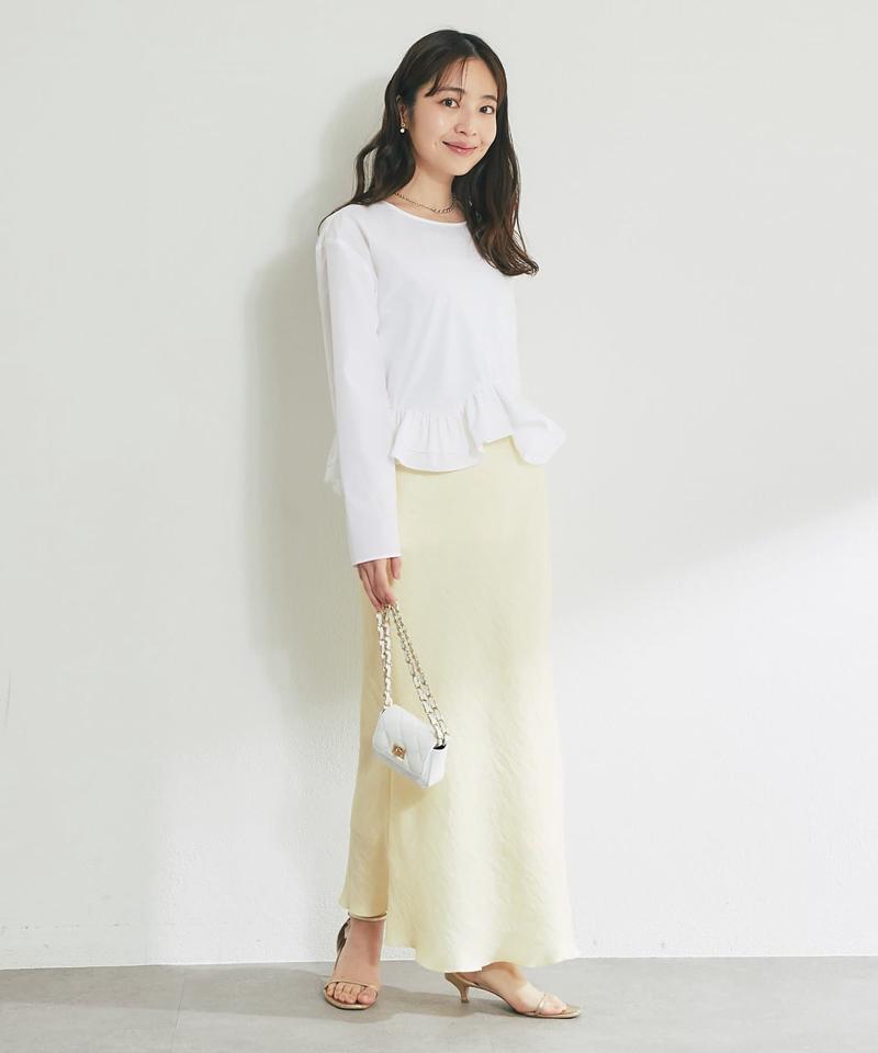 【今すぐお届け！新色登場！】きらきらサテンロングナロースカート