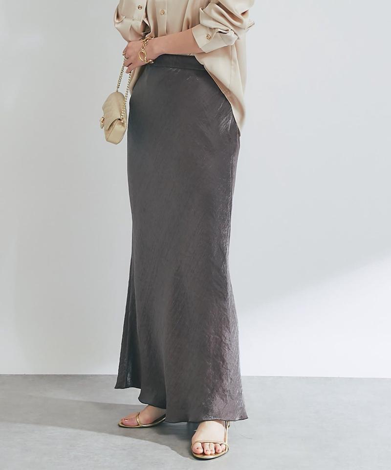 【名品・4サイズ展開】きらきらサテンロングナロースカート