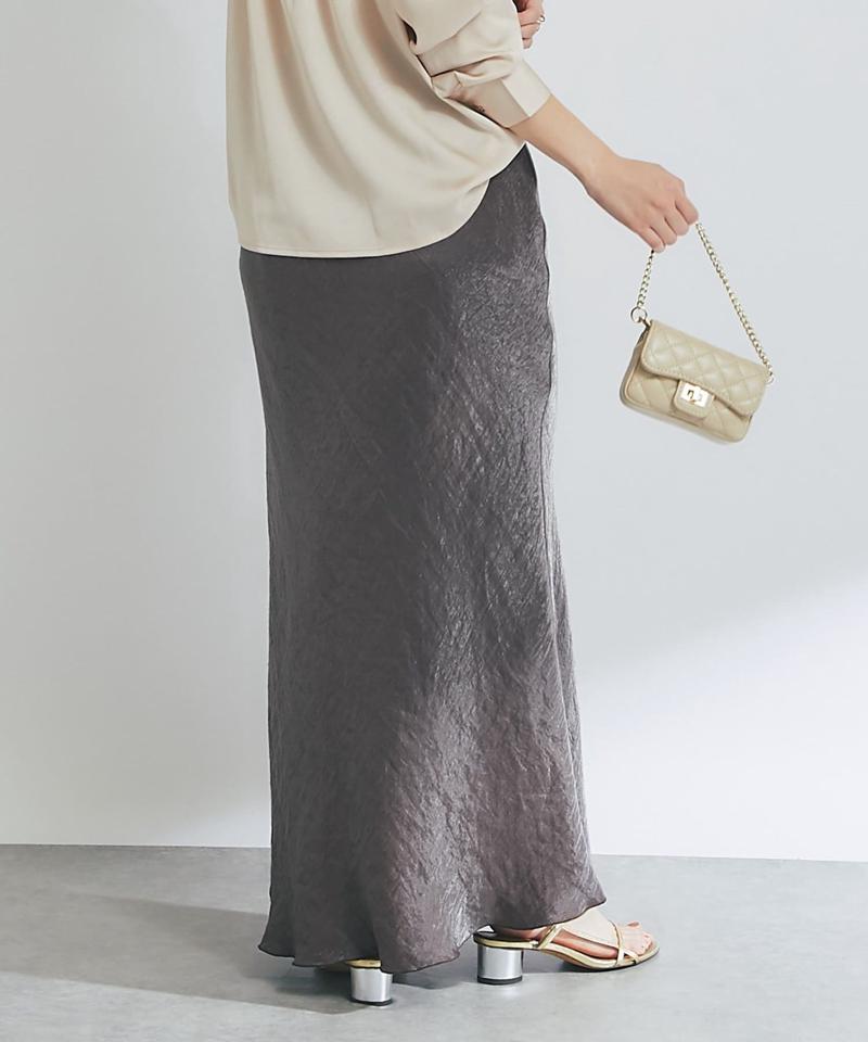 【名品・4サイズ展開】きらきらサテンロングナロースカート