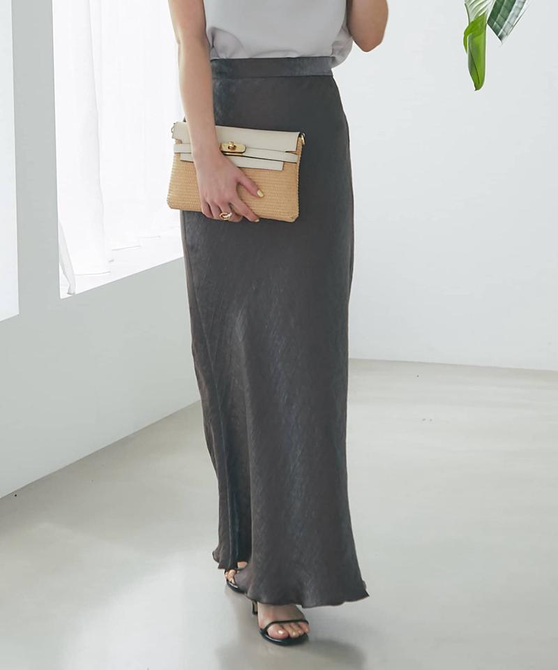 【名品・4サイズ展開】きらきらサテンロングナロースカート