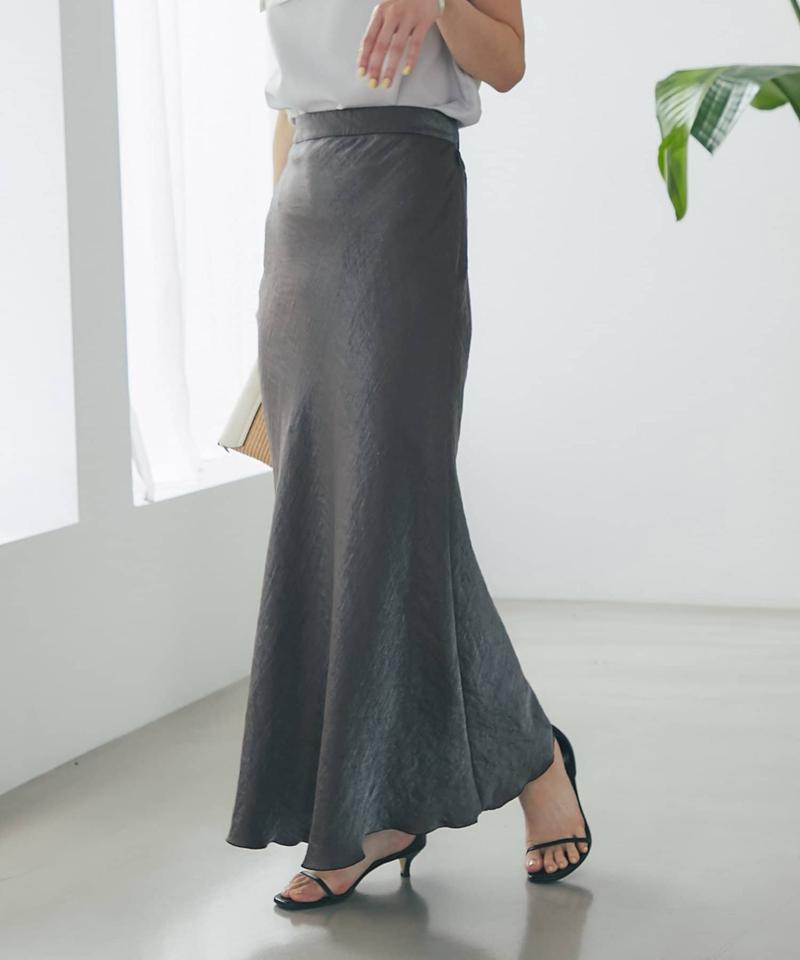 【名品・4サイズ展開】きらきらサテンロングナロースカート