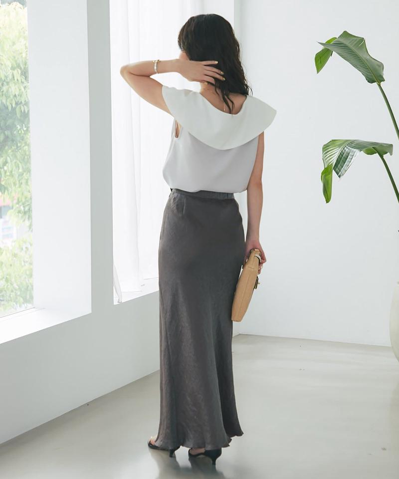 【名品・4サイズ展開】きらきらサテンロングナロースカート