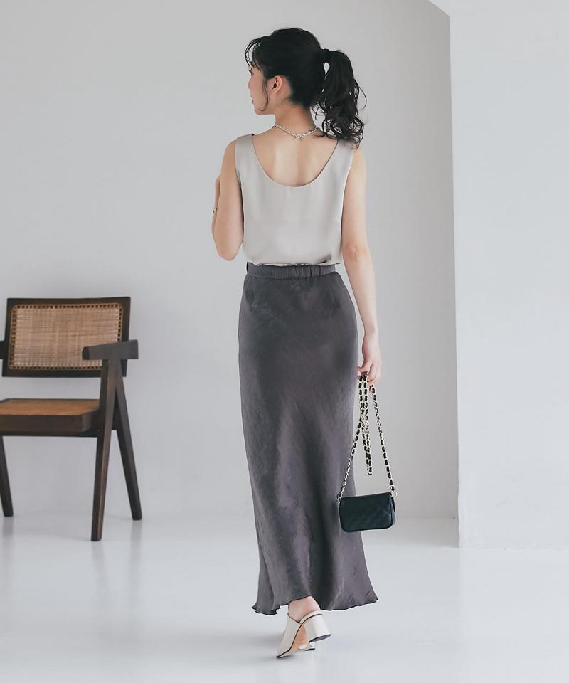 【名品・4サイズ展開】きらきらサテンロングナロースカート