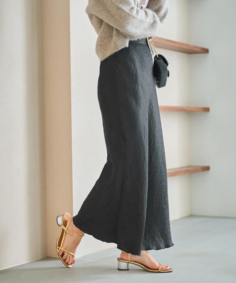 【名品・4サイズ展開】きらきらサテンロングナロースカート