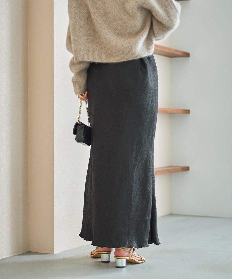 【名品・4サイズ展開】きらきらサテンロングナロースカート