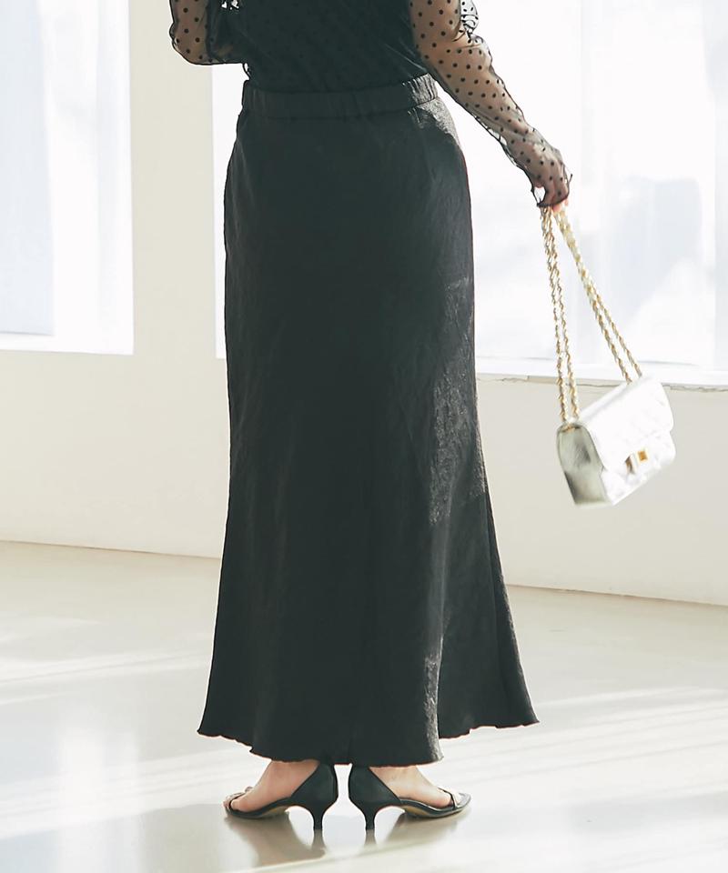 【名品・4サイズ展開】きらきらサテンロングナロースカート