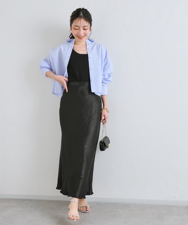 【名品・4サイズ展開】きらきらサテンロングナロースカート