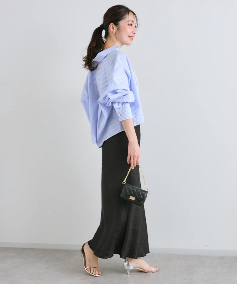 【名品・4サイズ展開】きらきらサテンロングナロースカート