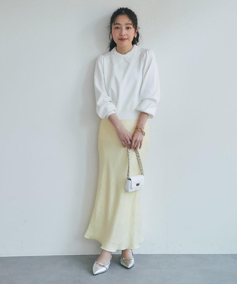 【新色追加！miki監修カラーあり】きらきらサテンロングナロースカート