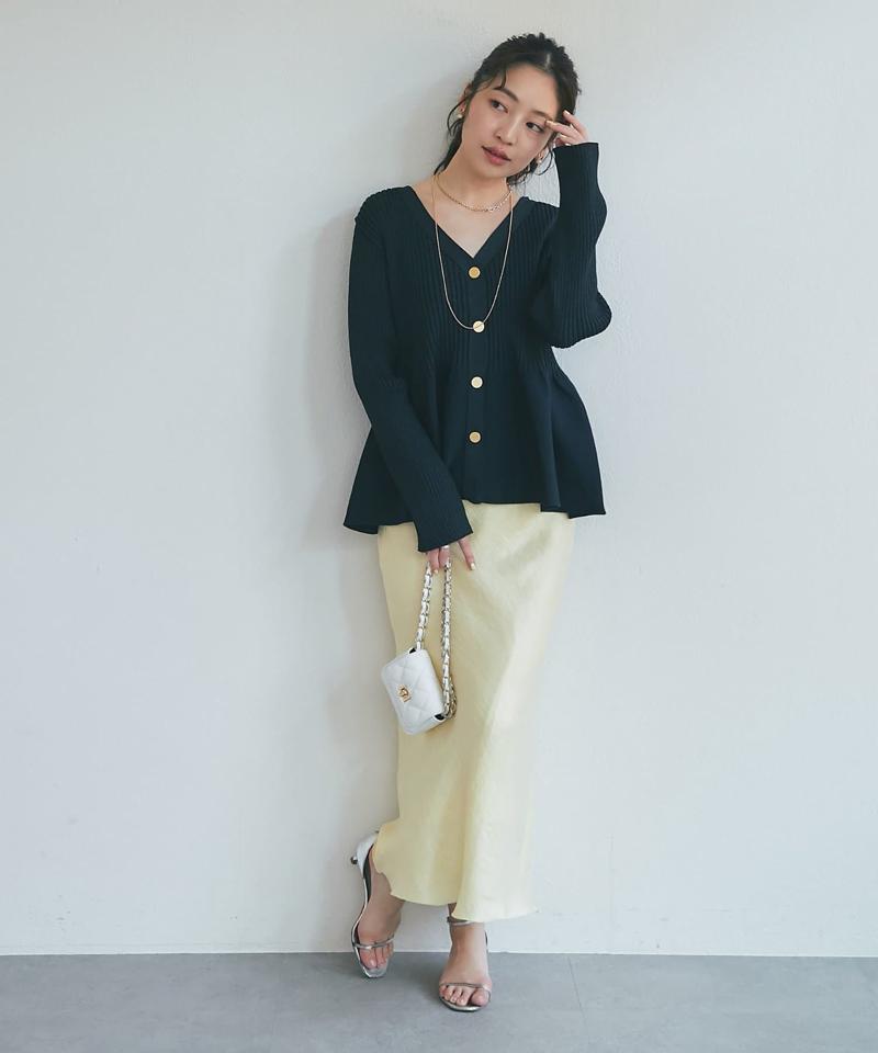 【新色追加！miki監修カラーあり】きらきらサテンロングナロースカート