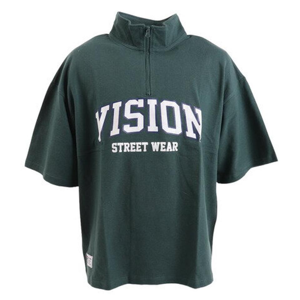ヴィジョン（VISION）（メンズ）鹿の子 ハーフZIP 半袖Tシャツ 2505039-52 GRN