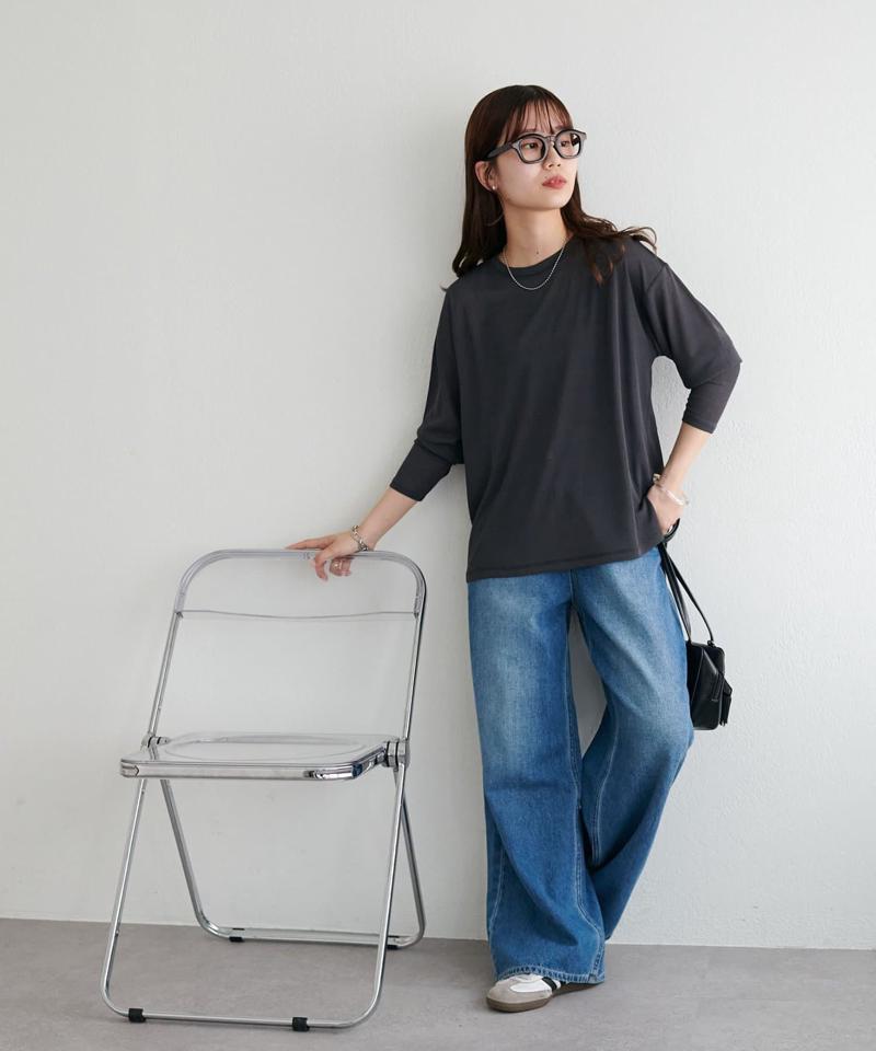 【新色追加/万能インナー/12色展開】梨地シアーシンプルTシャツ《WEB限定》